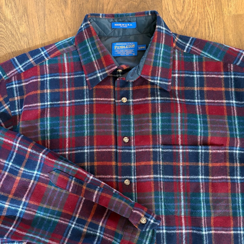 Vintage 80s 90s Pendleton Woolen Mills Check Plaid USA Made Button Down Flannel